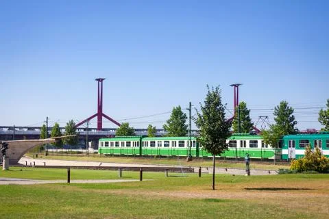 Green suburb train in budapest Stock Photos