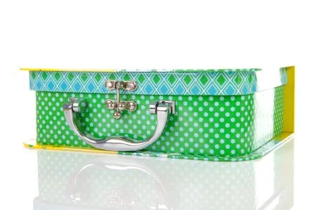 Green suitcase in closeup Stock Photos