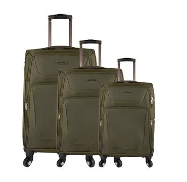 Green suitcase isolated Stock-Fotos