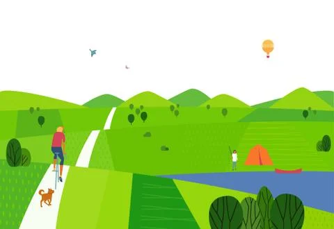 Green summer landscape Stock Illustration