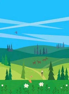 Green summer landscape Stock Illustration