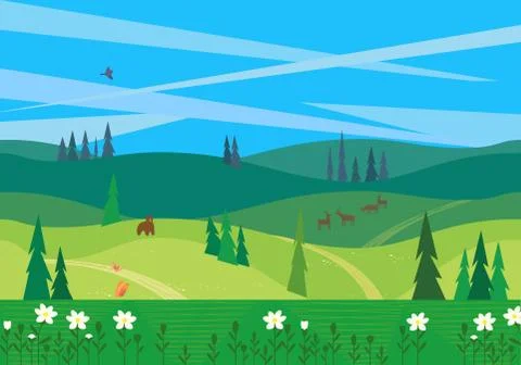 Green summer landscape Stock Illustration