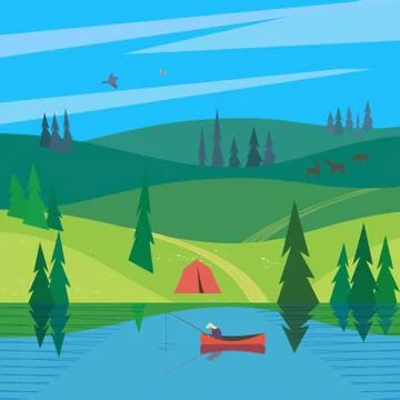 Green summer landscape Stock Illustration