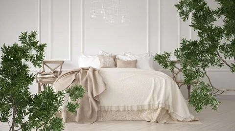 Green summer or spring leaves, tree branch over interior design scene. Natura Stock Illustration