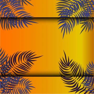 Green summer tropical background with exotic palm leaves and plants. Vector f Stock Illustration