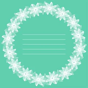Green summer vector floral frame. Pattern of round stylized inscription 스톡 일러스트