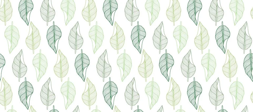 Green summer vector seamless pattern with small leaves Stock Illustration