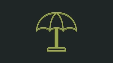 Green Sun protective umbrella for beach icon isolated on black background. Large Stock Footage 235582941