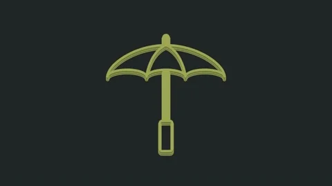 Green Sun protective umbrella for beach icon isolated on black background. Large Stock Footage 235597012
