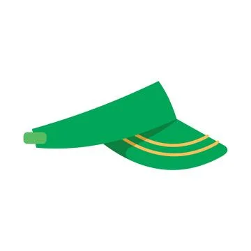 Green sun visor cap with gold lines isolated on white background Stock Illustration