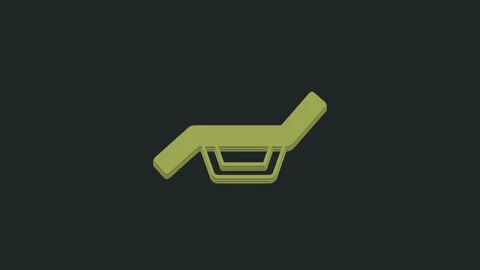Green Sunbed icon isolated on black background. Sun lounger. 4K Video motion Stock Footage 235582950
