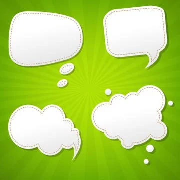 Green sunburst poster with speech bubble Stock Illustration