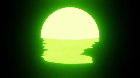 Green Sunset or Moon reflection in water or the ocean on black background. Stock Illustration