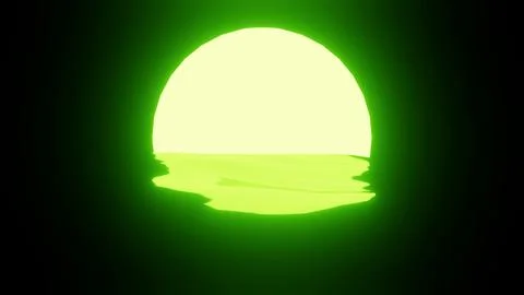 Green Sunset or Moon reflection in water or the ocean on black background. Stock Illustration