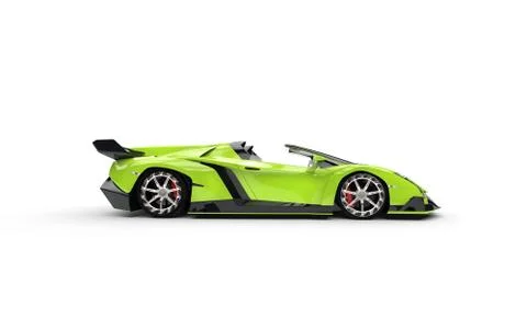 Green supercar on white background - side view Stock Illustration