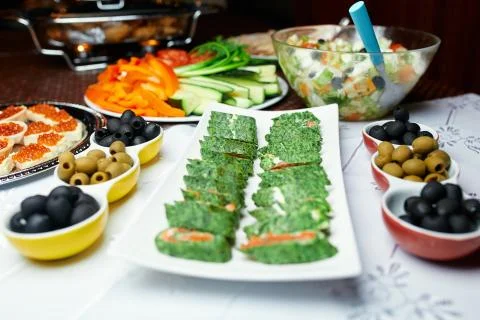 Green sushi on the table Stock Photos