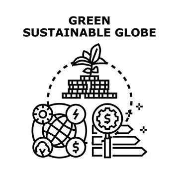 Green sustainable globe concept developing eco economy Stock Illustration