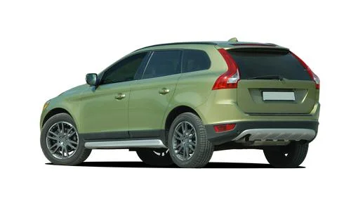 Green SUV, back view Stockfoto's