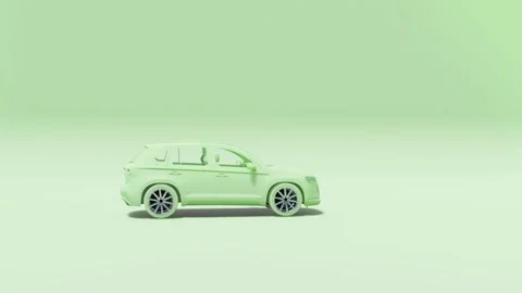 Green SUV Stylized Render on Pale Setting Stock Footage 320828876