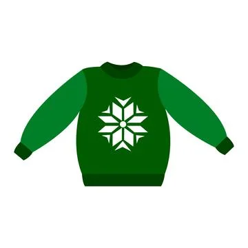 Green sweater with a white pattern. Vector isolated on a white background Stock Illustration