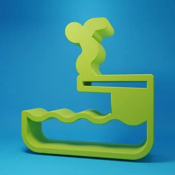 Green Swimmer diving into pool icon isolated on blue background. Minimalism.. Stock Illustration