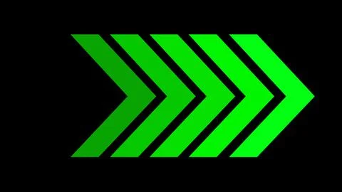 Green swipe forward or right pointing solid arrow icon. Right direction ani.. Stock Illustration
