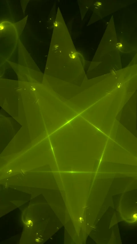 Green swirling glowing pattern of intersecting rays on a black background Video stock 336888945