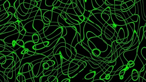 Green Swirls Strings Strange Alien Abstract Motion Background Loop 3 Stock Footage 77239006