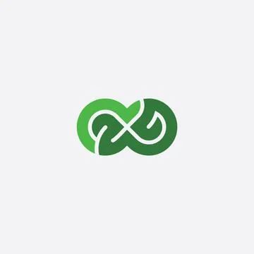 Green symbol infinity logo endless sign Stock Illustration