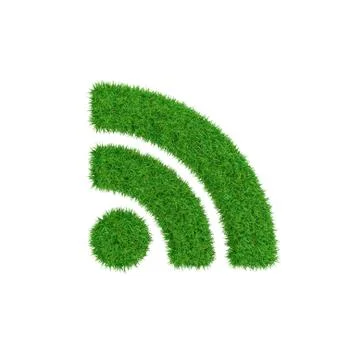 Green symbol of RSS made of grass, ecology concept, 3d render Stock Illustration
