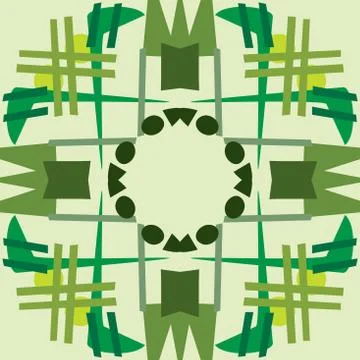 Green Symmetrical Tile Patterns Stock Illustration