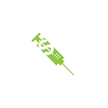 Green syringe logo with initial S logo designs Stock Illustration