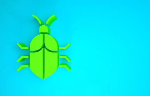 Green System bug concept icon isolated on blue background. Code bug concept.  Stock Illustration