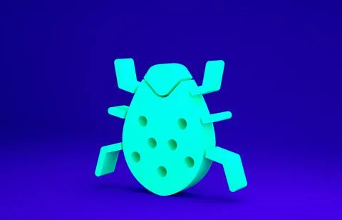 Green System bug concept icon isolated on blue background. Code bug concept.  Illustrazione stock