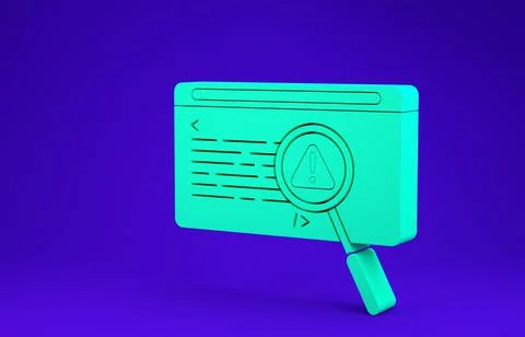 Green System bug concept icon isolated on blue background. Code bug concept.  Illustrazione stock