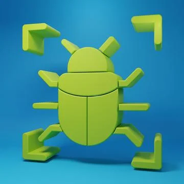 Green System bug concept icon isolated on blue background. Code bug concept.. Stock Illustration