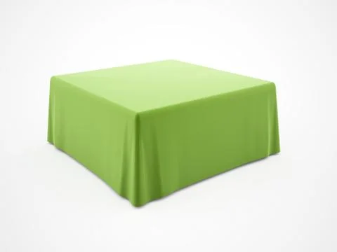 Green table cloth rendered on white background Illustrazione stock