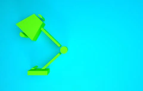 Green Table lamp icon isolated on blue background. Minimalism concept. 3d ill Stock Illustration