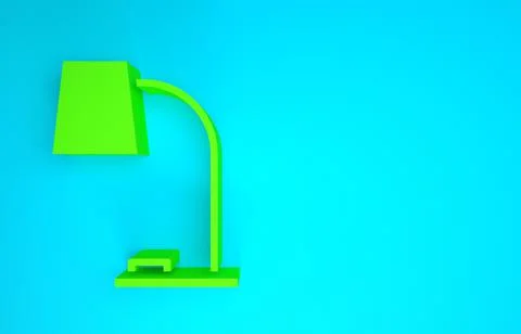 Green Table lamp icon isolated on blue background. Table office lamp. Minimal Stock Illustration