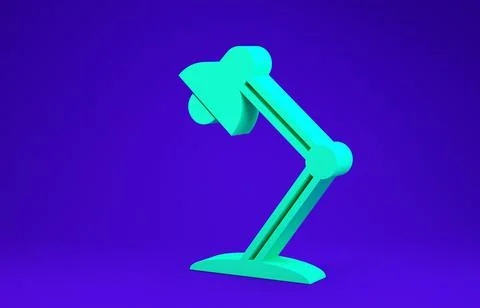 Green Table lamp icon isolated on blue background. Table office lamp. Minimal Stock Illustration