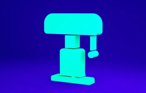 Green Table lamp icon isolated on blue background. Minimalism concept. 3d ill Stock Illustration