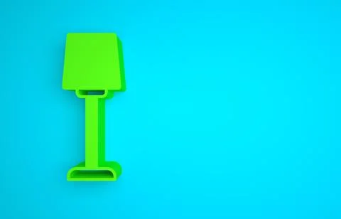 Green Table lamp icon isolated on blue background. Minimalism concept. 3D render Stock Illustration