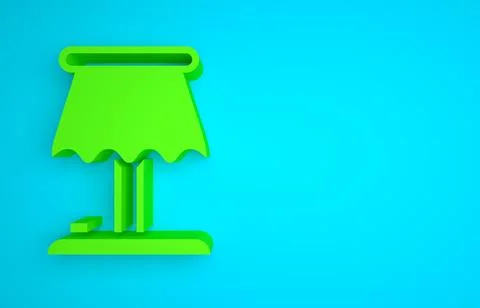 Green Table lamp icon isolated on blue background. Minimalism concept. 3D render Illustrazione stock