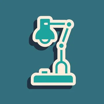 Green Table lamp icon isolated on green background. Long shadow style. Vector Stock Illustration
