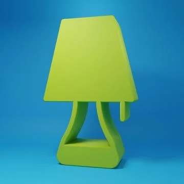 Green Table lamp icon isolated on blue background. Minimalism concept. 3D r.. Stock Illustration