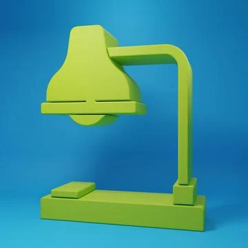Green Table lamp icon isolated on blue background. Table office lamp. Minim.. 库存插图