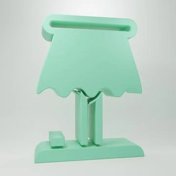 Green Table lamp icon isolated on grey background. Minimalism concept. 3D r.. Stock Illustration