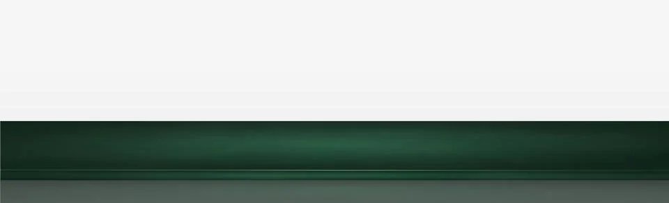Green table top on white panoramic background, promotional web template - Vec Illustrazione stock