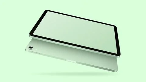 Green Tablet Mockup. Front and Back View Stock Illustration
