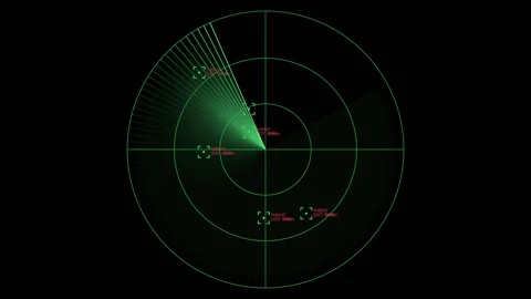 Green Tactical Radar Scanning for Enemy Threats, Military HUD Interface Stock-Footage 329903136